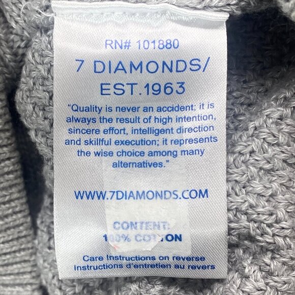 7 Diamonds Sweater Mens Large Grey Knit Textured 100% Cotton - Picture 9 of 11